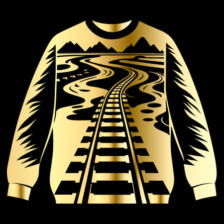 Railway track vector illustration isolated on black background for poster, t-shirt printのイラスト素材