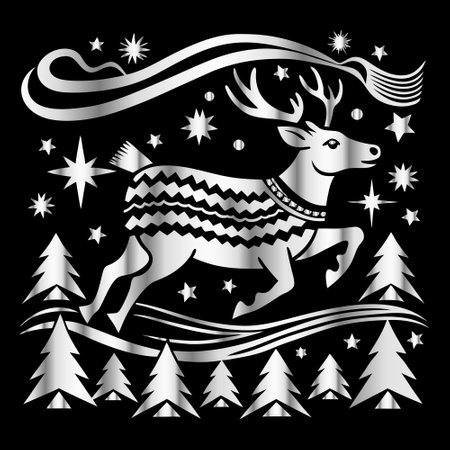 Christmas and New Year's design elements with deer, vector illustration.のイラスト素材