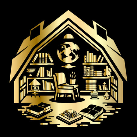 Bookshelf in the shape of a house. Vector illustration.のイラスト素材