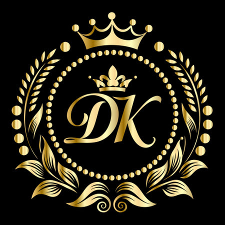 Luxury golden laurel wreath with letter D. Vector illustration.のイラスト素材