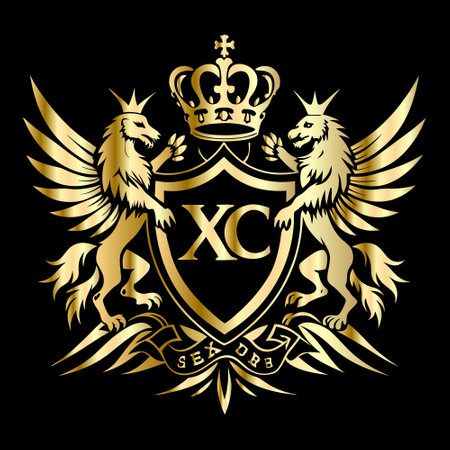 Heraldic Coat of Arms decorative emblem, vintage vector logo.のイラスト素材