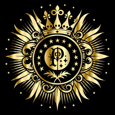 Crown with ruble symbol. Vector illustration isolated on black background.のイラスト素材