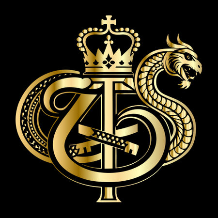 Zodiac sign Zodiac with crown and dragon. Vector illustration.のイラスト素材