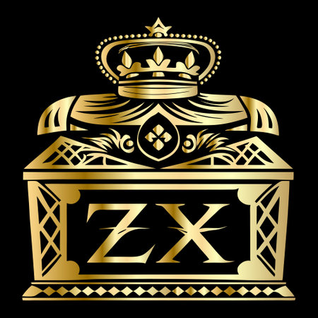 Crown with the letter Z in the box. Vector illustration.のイラスト素材