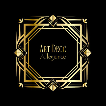 Art deco golden border frame. Template for design. Vector illustrationのイラスト素材