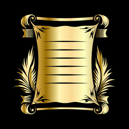 Illustration of a golden vintage frame on a black background. Vectorのイラスト素材