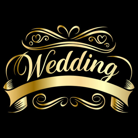 Valentine's Day. Golden lettering on black background. Vector illustration.のイラスト素材