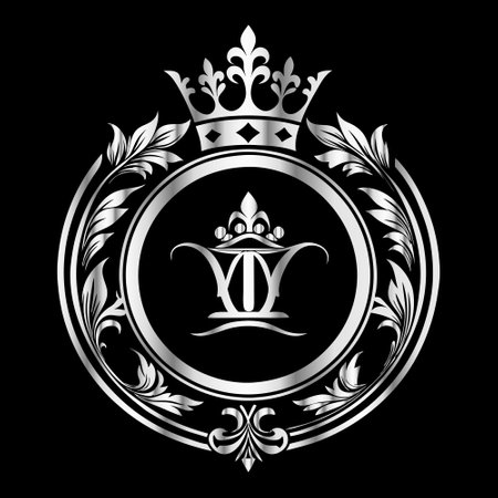 Heraldic Coat of Arms, isolated on black background, vector illustration.のイラスト素材
