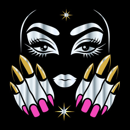 Beautiful woman's face with make-up. Vector illustration.のイラスト素材