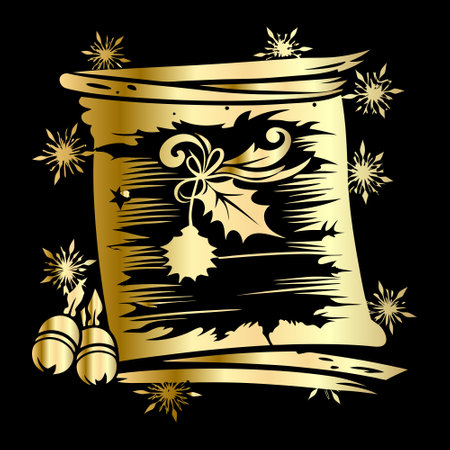 Illustration of a christmas hat with snowflakes and bellsのイラスト素材