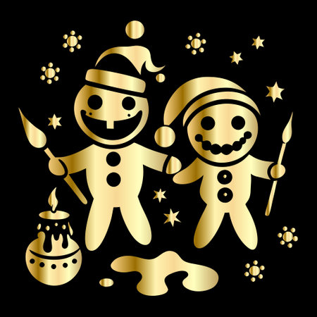 Happy New Year greeting card with Santa Claus and snowman. Vector illustration.のイラスト素材