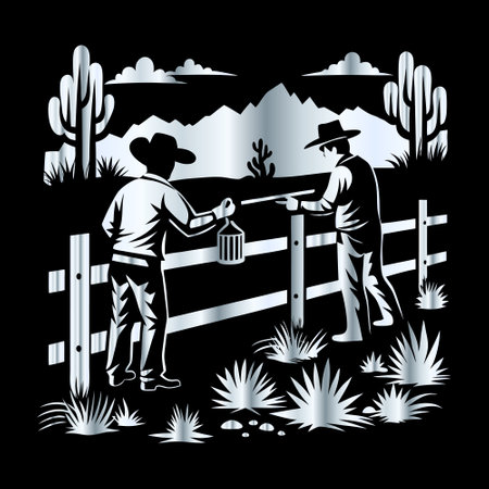 Farmer with a shovel in his hand. Vector illustration on black background.のイラスト素材