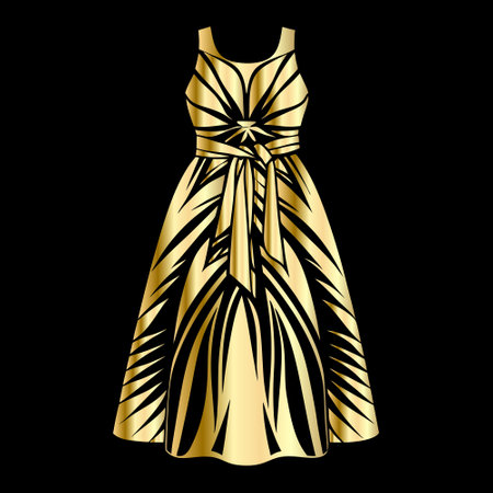 golden evening dress isolated on black background. vector illustration. EPS 10のイラスト素材