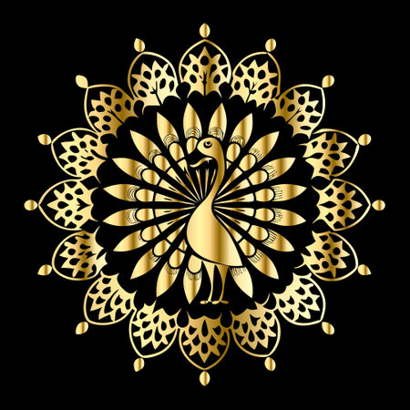 Oriental vector pattern with damask, arabesque and floral elements. Abstract golden ornamentのイラスト素材