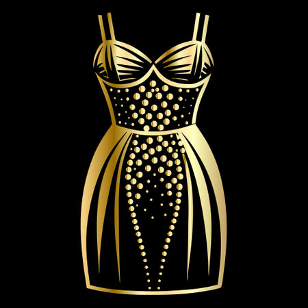Illustration of a sexy women's dress on a black background.のイラスト素材