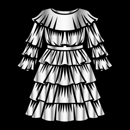 Illustration of a white dress on a black background. Vector illustrationのイラスト素材