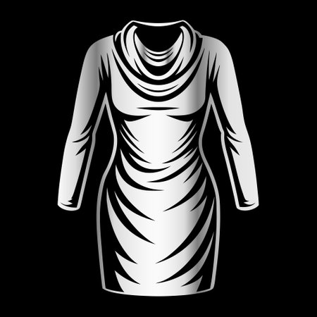 Women's dress on a black background. Vector illustration of a woman's dress.のイラスト素材