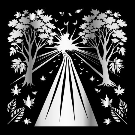 Vector illustration of a black and white background with silhouettes of treesのイラスト素材