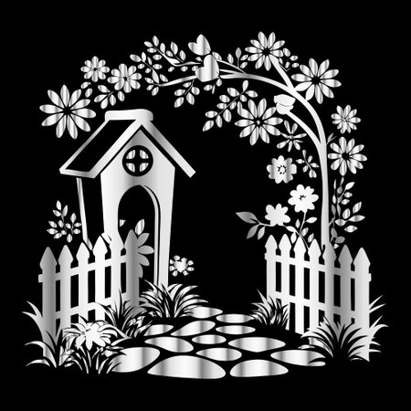 Garden design, vector illustration eps 10. Black background.のイラスト素材