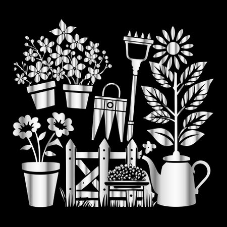 Gardening design over black background, vector illustration eps10のイラスト素材