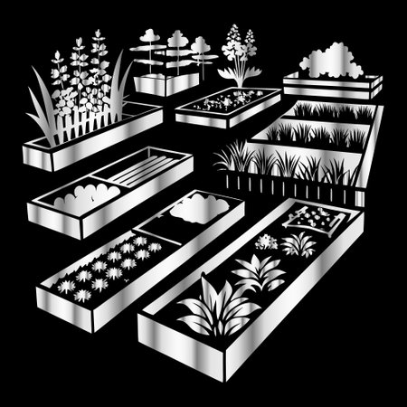 Set of Isometric Gardening Elements Isolated on Black Background.のイラスト素材