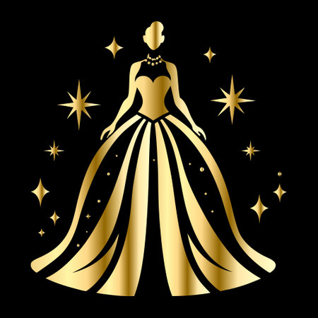 Silhouette of a beautiful woman in a dress. Vector illustrationのイラスト素材