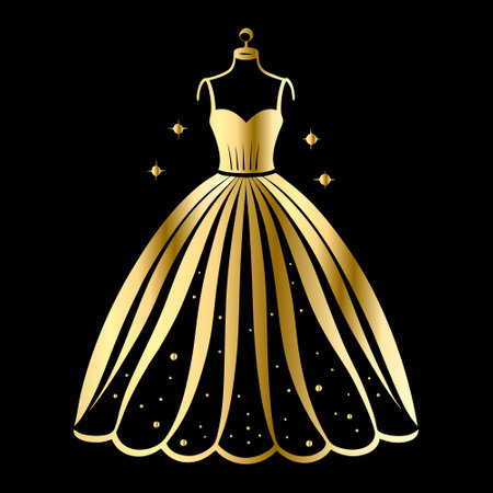 Beautiful wedding dress on a mannequin. Vector illustration.のイラスト素材