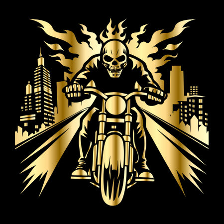 Motorcycle racer on the road. Vector illustration on black background.のイラスト素材
