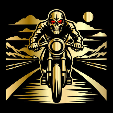 Motorcycle racer on the road. Vector illustration on a black background.のイラスト素材