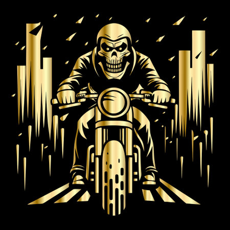 Motorcycle racer on a motorcycle. Vector illustration on a black background.のイラスト素材