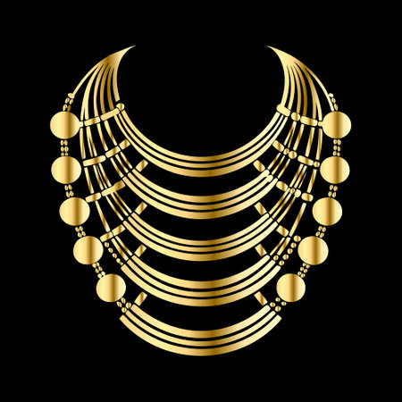 Necklace gold on black background. Vector illustration for your designのイラスト素材