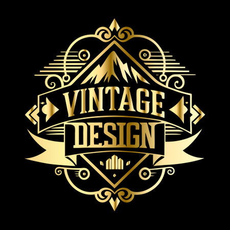 Vintage label design template. Luxury emblem, vector illustration.のイラスト素材