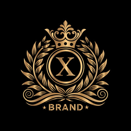 X Letter Luxury floral logo template. Heraldic Coat of Arms decorative logo isolated vector illustration.のイラスト素材