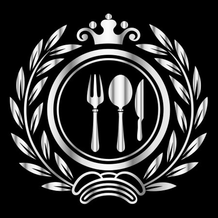 Restaurant menu design template with silverware and laurel wreathのイラスト素材