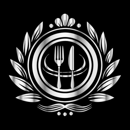 Restaurant logo, vector template for restaurant, cafe, bar.のイラスト素材