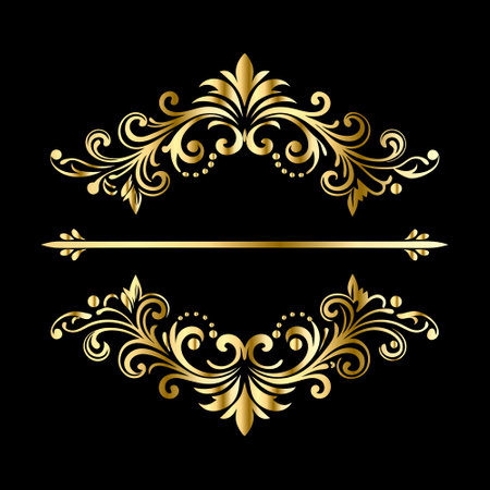Vector golden ornament In baroque style. Golden element for design.のイラスト素材