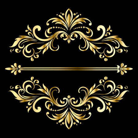 Vector gold ornament in classic style. Golden element for design. Ornamental pattern for wedding invitations and greeting cards.のイラスト素材