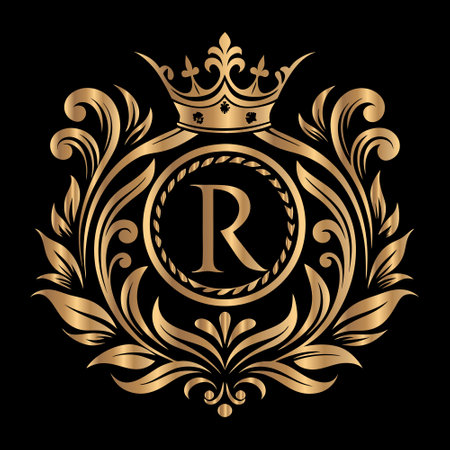 Luxury monogram design template. Elegant letter R in vintage style.のイラスト素材