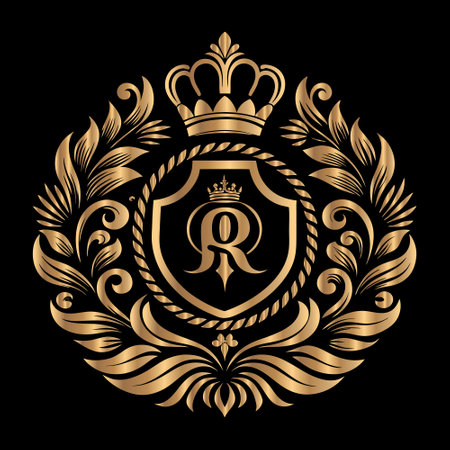 Luxury laurel wreath. Heraldic Coat of Arms decorative emblem isolated vector illustration.のイラスト素材