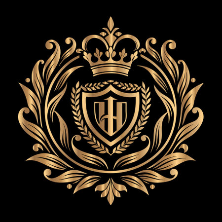 Heraldic coat of arms decorative emblem with crown. Vector illustration.のイラスト素材