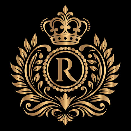 Vintage royal monogram emblem template with letter R in the center.のイラスト素材