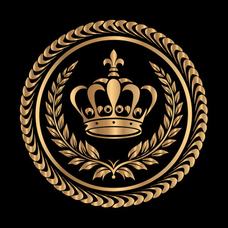 Crown royal emblem. Heraldic Coat of Arms decorative logo isolated vector illustration.のイラスト素材