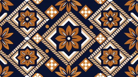 Tribal vector ornament. Seamless African pattern. Ethnic carpet with chevrons. Aztec style. Geometric mosaic on the tile, majolica. Ancient interior. Modern rug. Geo print on textile. Kente Cloth.のイラスト素材