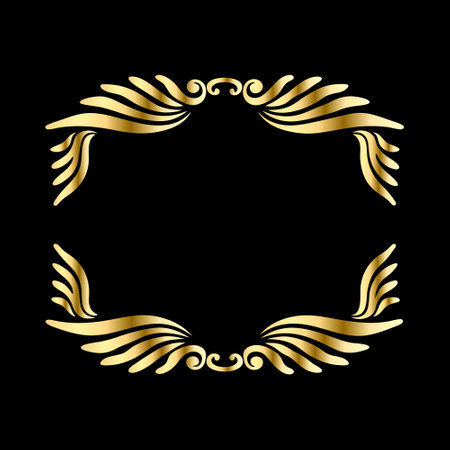 Golden vintage frame. Decorative element for design. Vector illustration.のイラスト素材