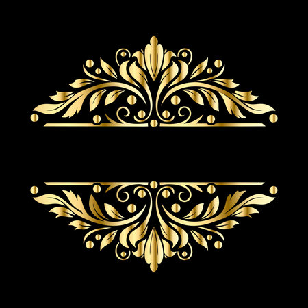 Vector gold ornament in baroque style. Ornate element for design. Ornamental pattern for wedding invitations and greeting cards.のイラスト素材