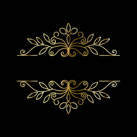 Vector golden frame. Elegant element for design in Eastern style, place for text. Floral golden border. Lace illustration for invitations and greeting cards.のイラスト素材