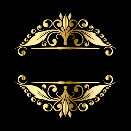 Vector golden vintage baroque ornament. Retro pattern antique style acanthusのイラスト素材