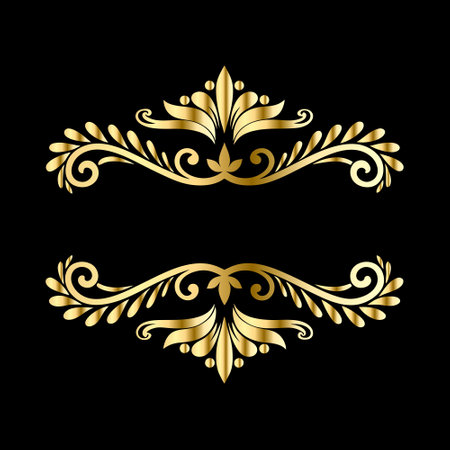 Golden vintage baroque ornament. Retro pattern antique style acanthusのイラスト素材