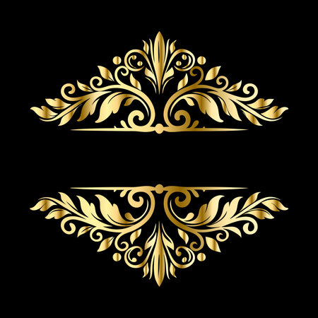 Gold ornament in the style of baroque. Damask backgroundのイラスト素材