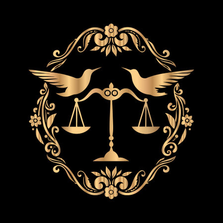 Scales of justice with hummingbird and bird. Vector illustration.のイラスト素材